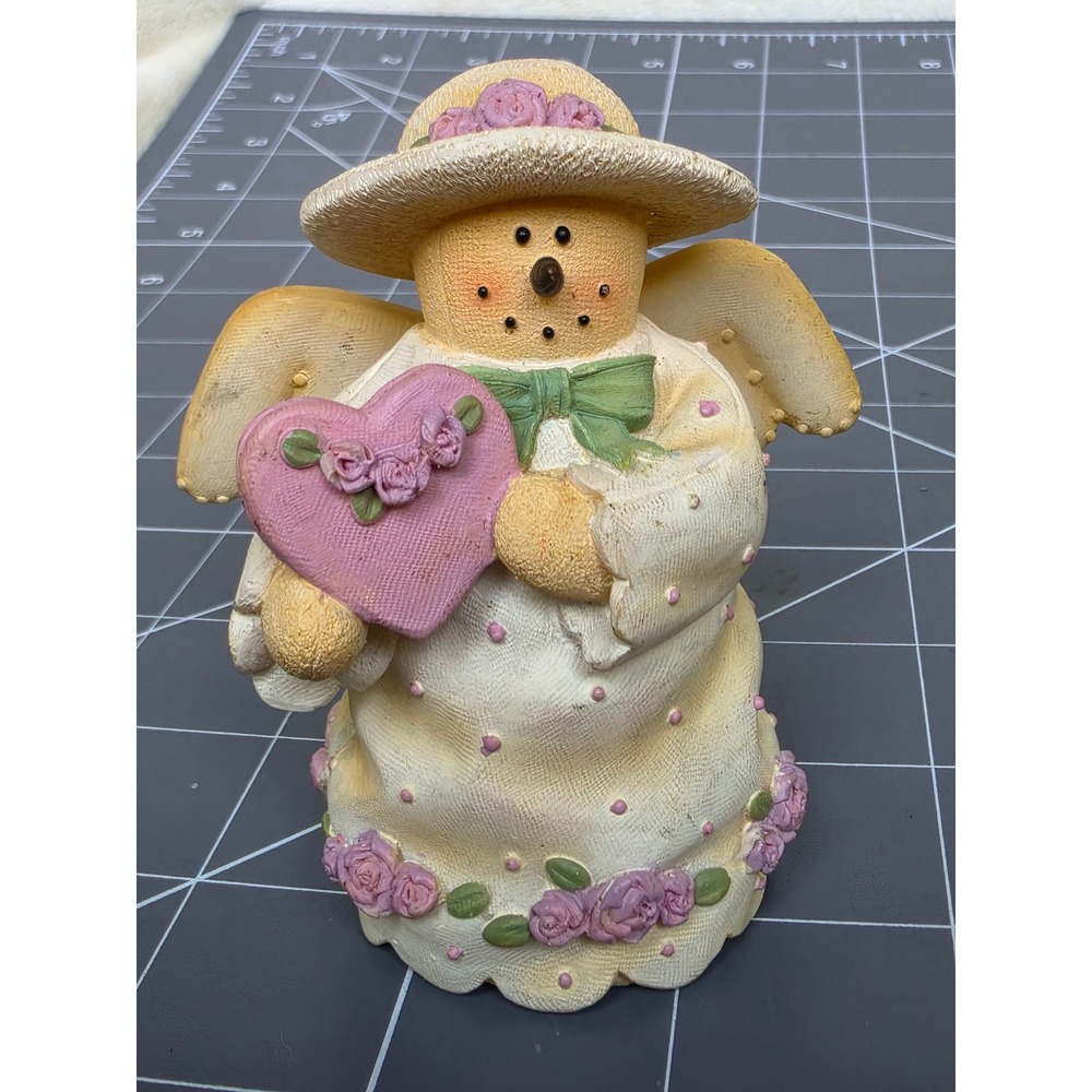 Plum Pudding Snowmen Angel Heather Hykes Artisan Flair PP-501 Heart Figurine